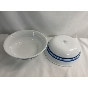 Corelle Blue Green Band Soup Cereal Bowls Set of 2 Vitrelle USA